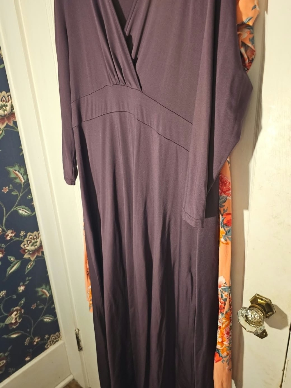 SHEIN Plum Long Sleeve V-Neck Maxi Dress